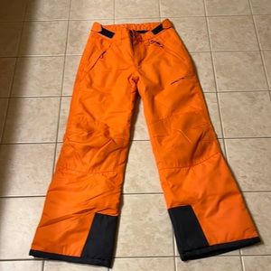 Boys Youth Large snowboarding pants. Orange purchased at Pelican ski Shop.